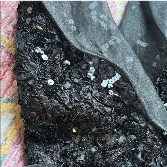 VINTAGE Faviana Halter Cocktail Dress Black Sequin Tulle Size 3/4 USA - Picture 9 of 9